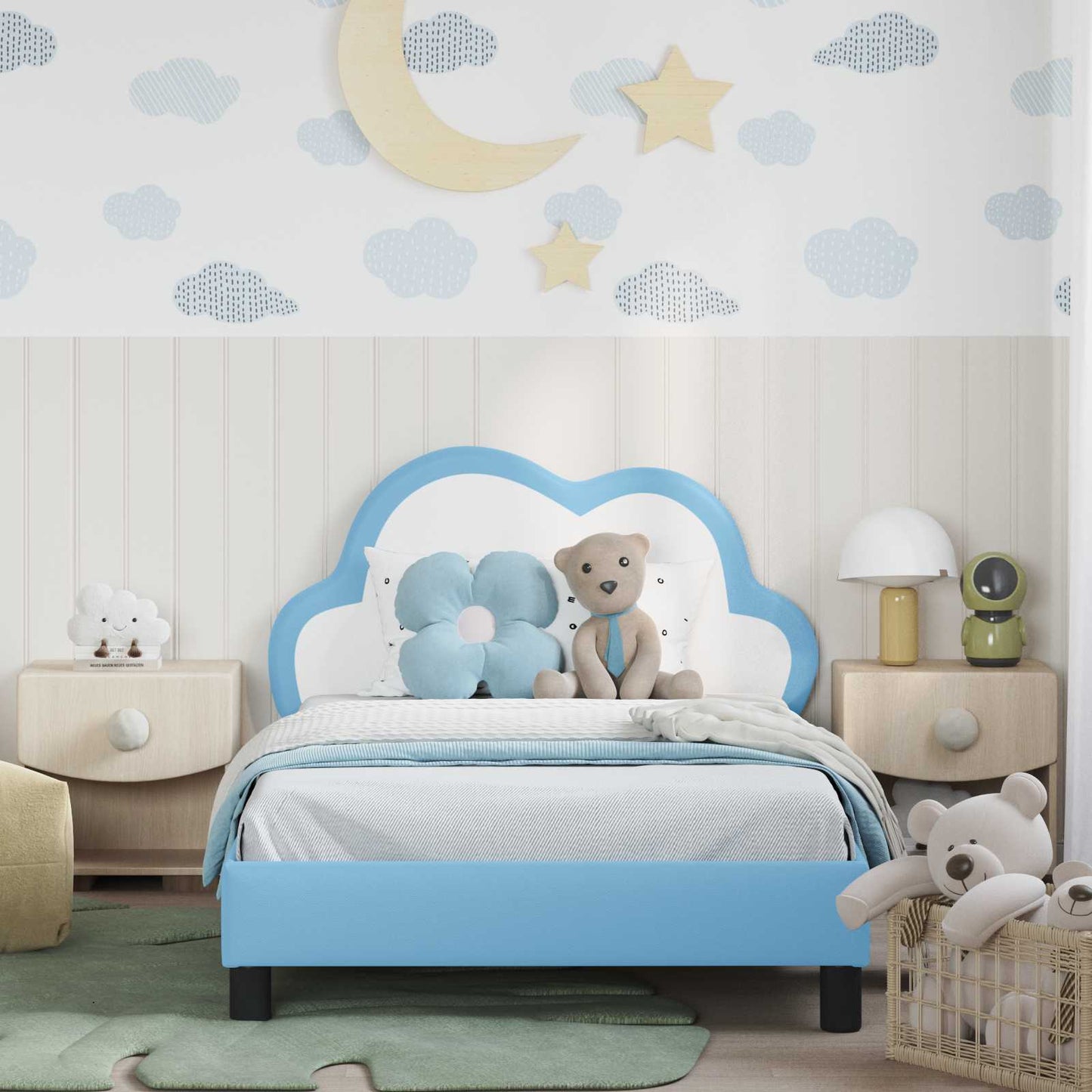 Struttura letto bambini con testata Blu 80 x 200 cm PU