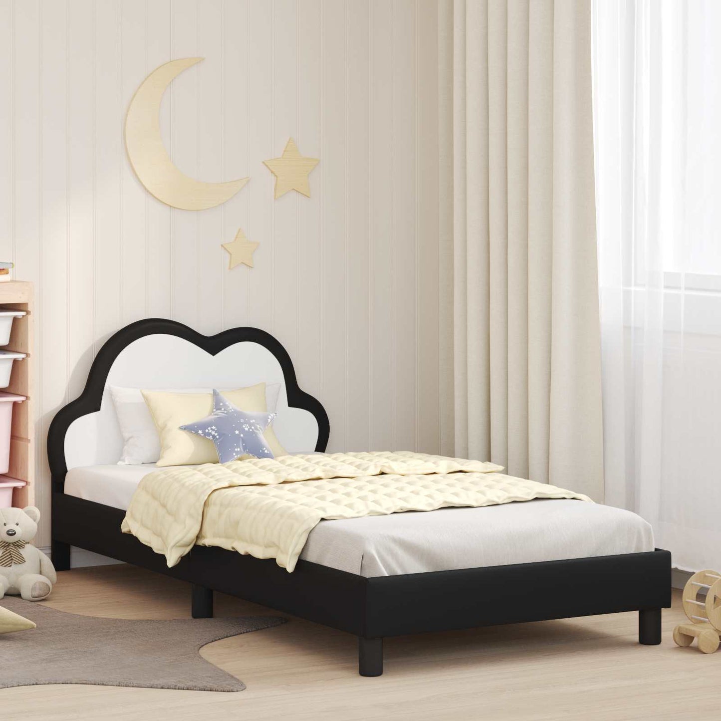 Struttura letto bambini con testata Nero 80 x 200 cm PU