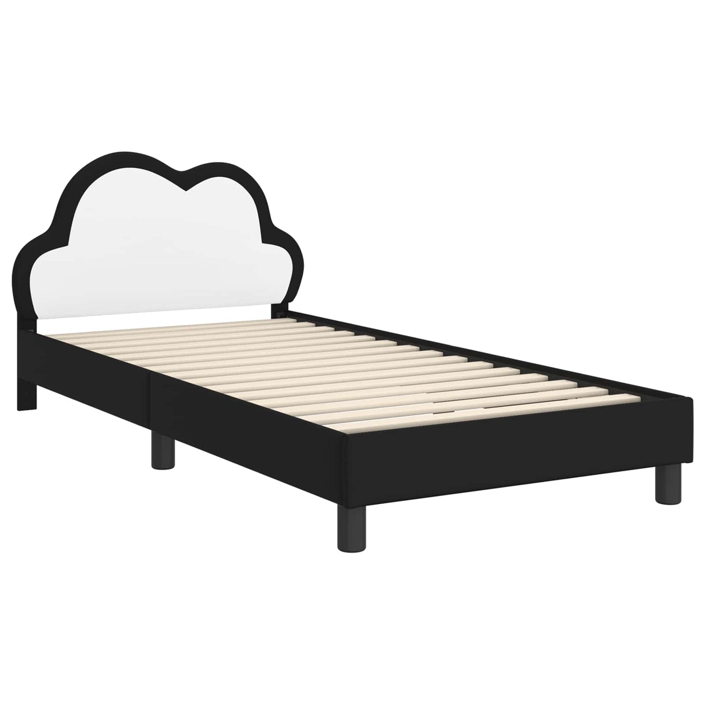 Struttura letto bambini con testata Nero 80 x 200 cm PU