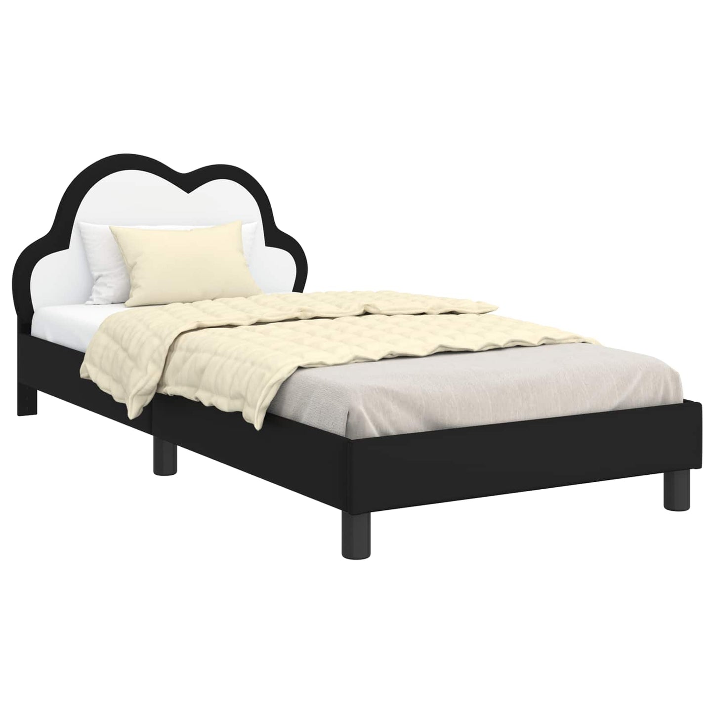 Struttura letto bambini con testata Nero 90 x 190 cm PU