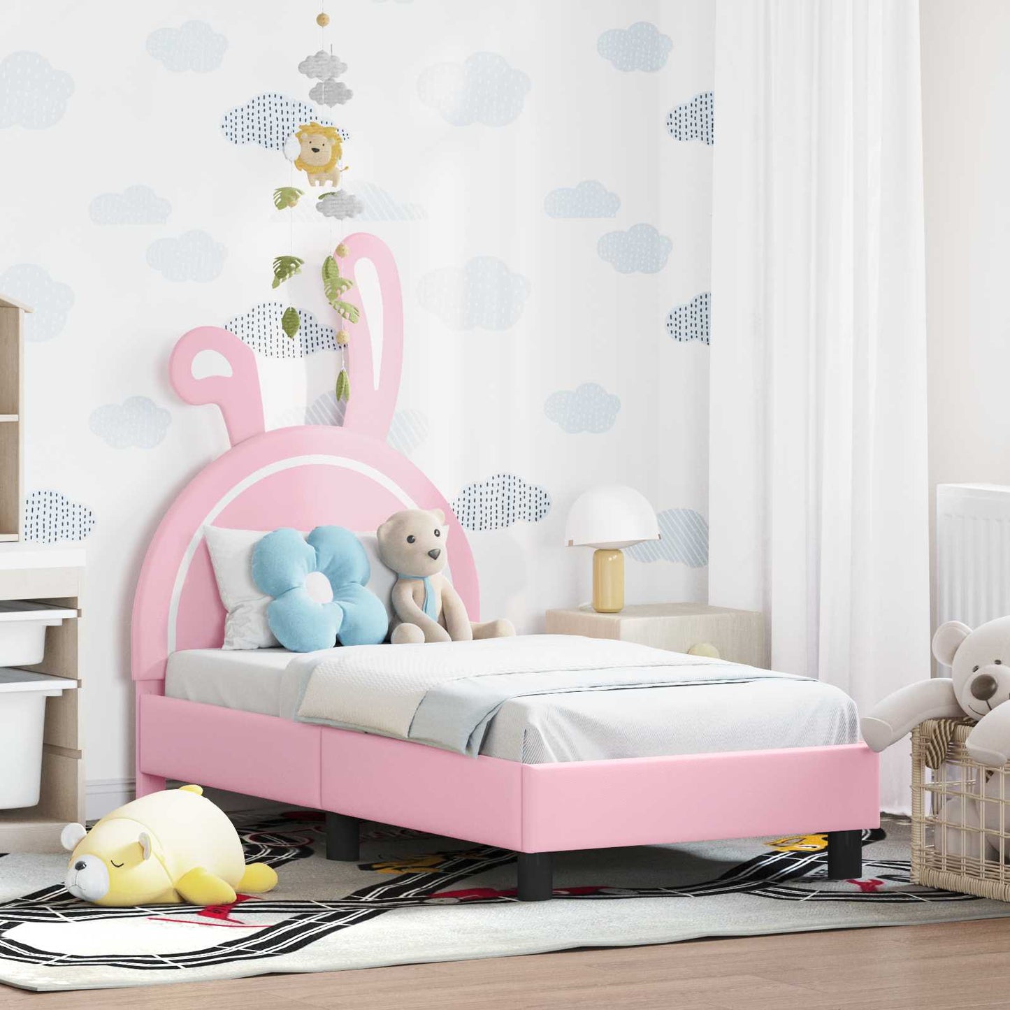 Struttura letto per bambini con testata Rosa 70 x 140 cm PU