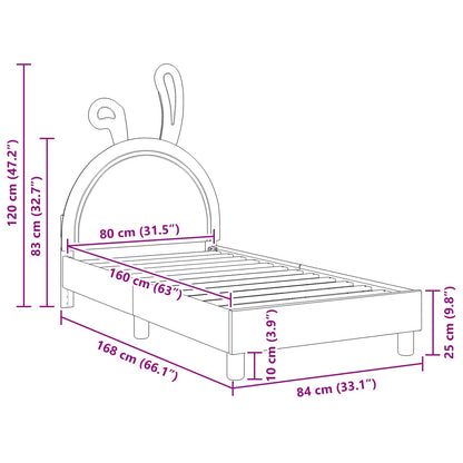 Struttura letto bambini con testata Grigio chiaro 80 x 160 cm