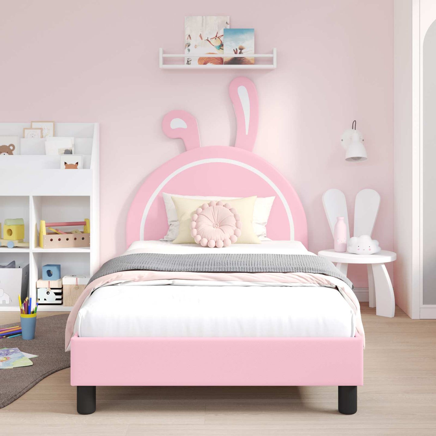 Struttura letto bambini con testata Rosa 90 x 190 cm PU