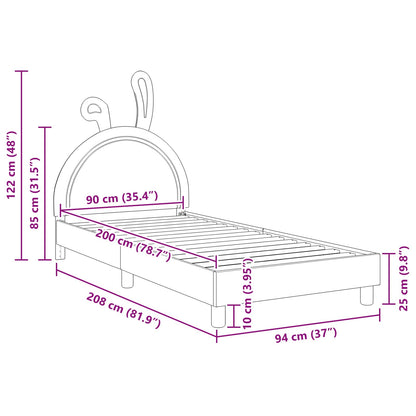 Struttura letto bambini con testata Bianco 90 x 200 cm PU