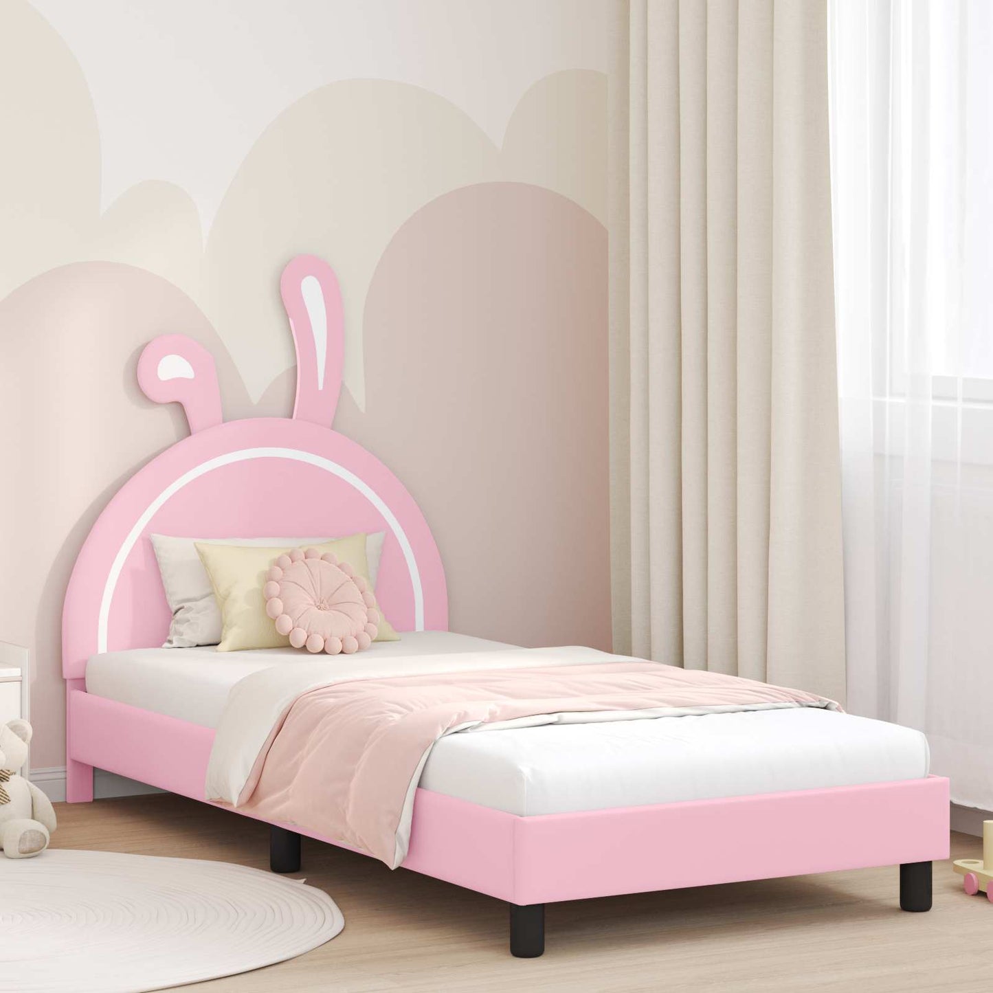 Struttura letto bambini con testata Rosa 90 x 200 cm PU