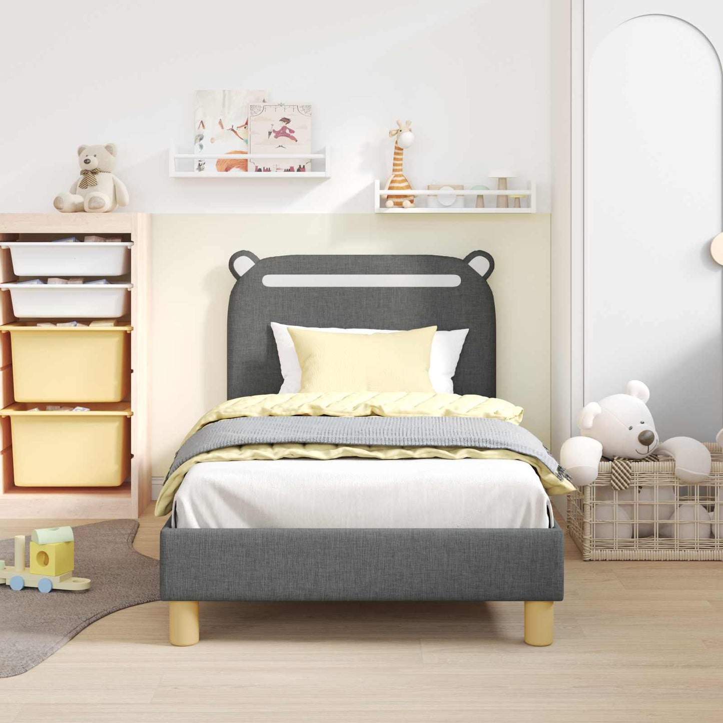 Struttura letto bambini con testata Grigio scuro 80 x 160 cm