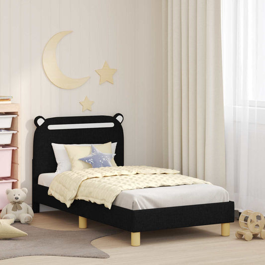 Struttura letto bambini con testata Nero 80 x 160 cm Tessuto