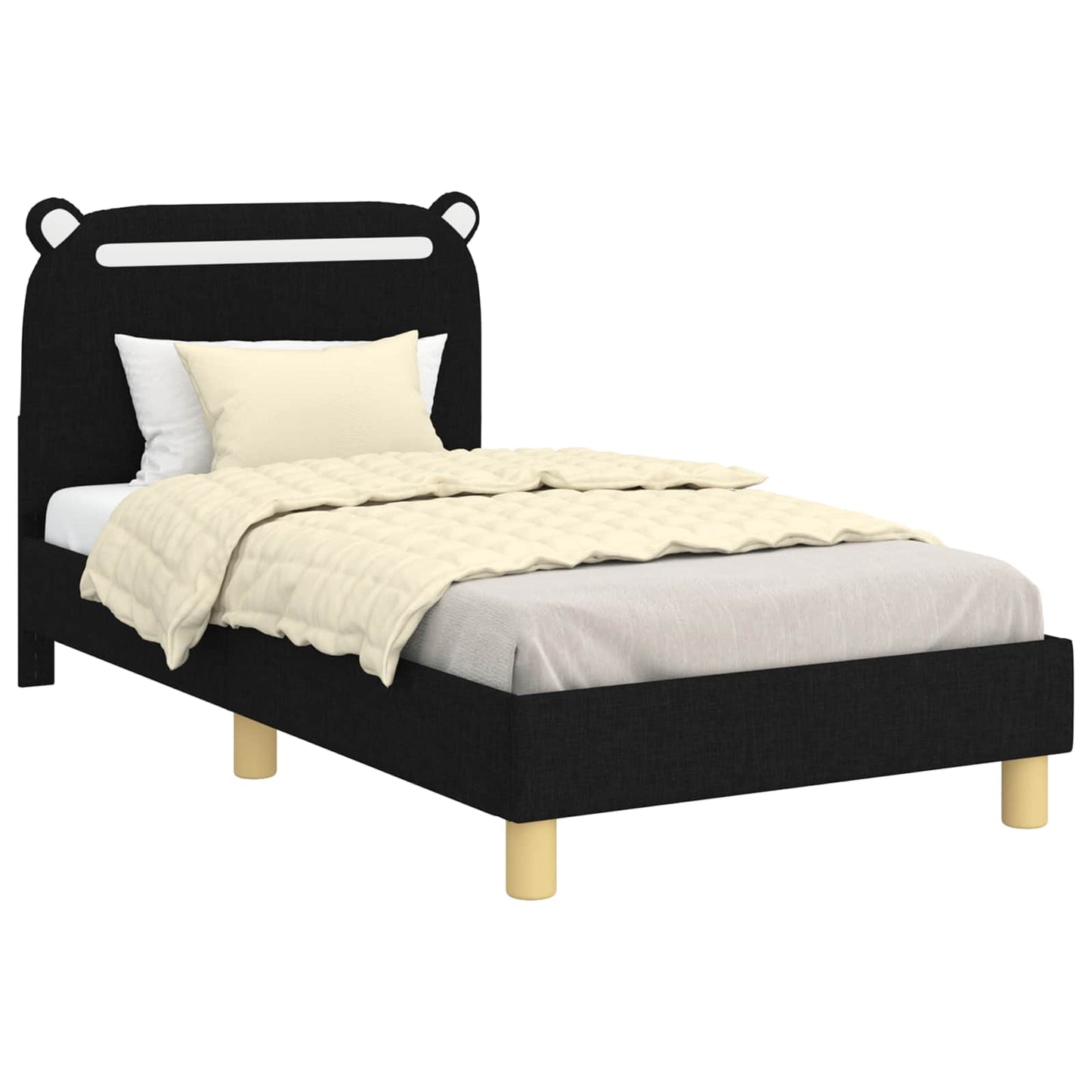 Struttura letto bambini con testata Nero 80 x 160 cm Tessuto