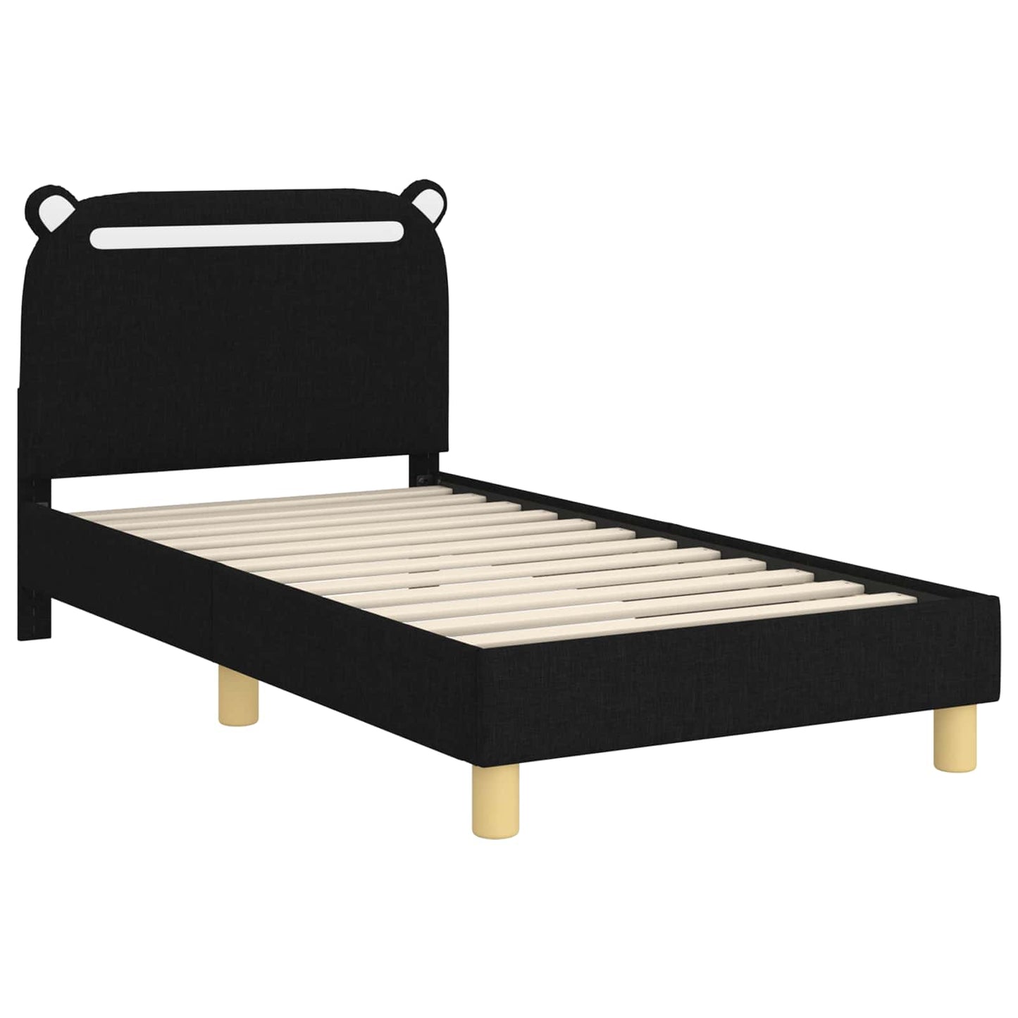 Struttura letto bambini con testata Nero 80 x 160 cm Tessuto