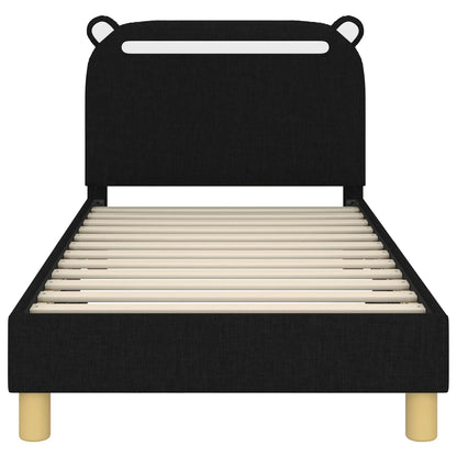 Struttura letto bambini con testata Nero 80 x 160 cm Tessuto