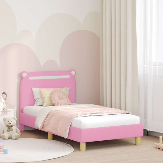 Struttura letto bambini con testata Rosa 80 x 160 cm Tessuto