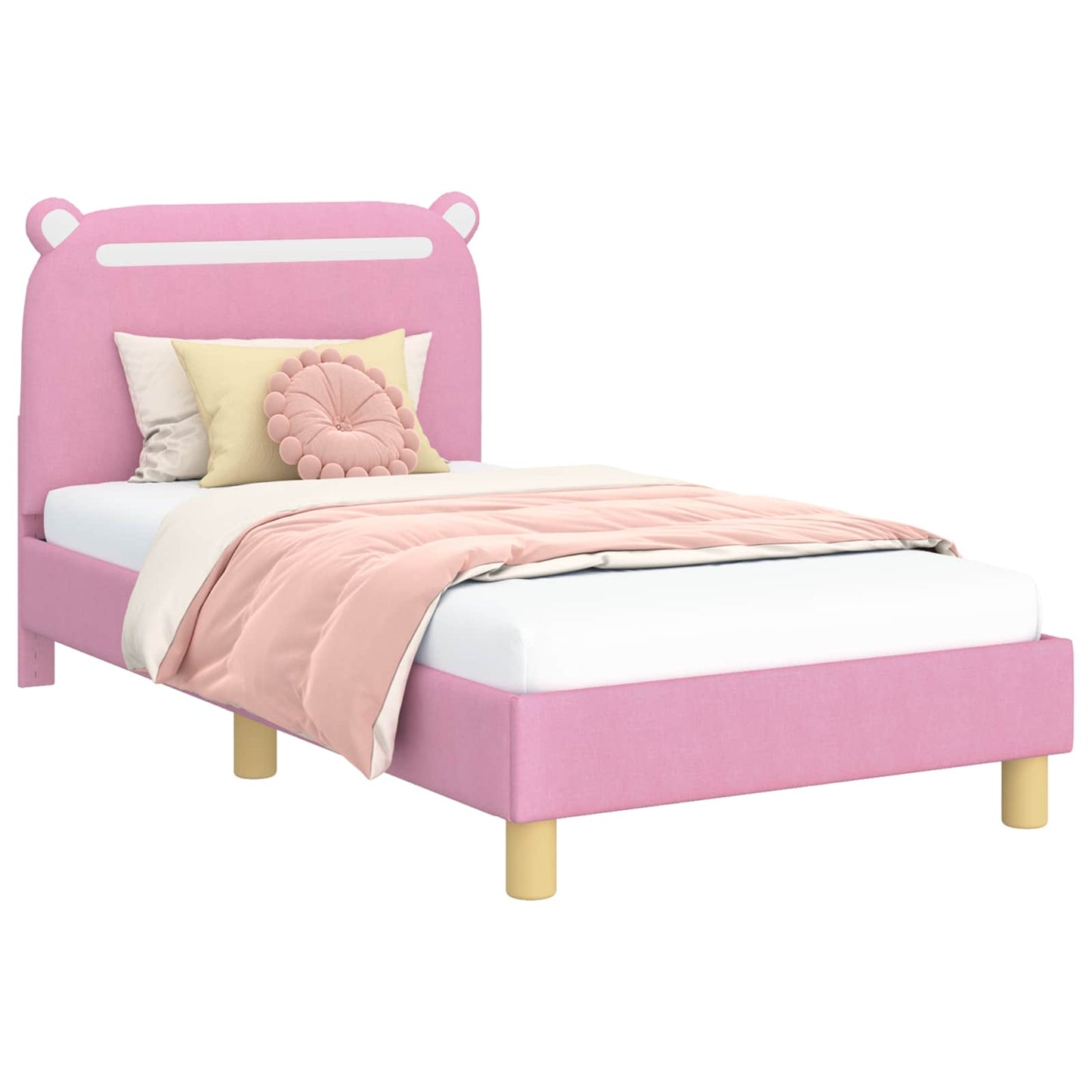 Struttura letto bambini con testata Rosa 80 x 160 cm Tessuto