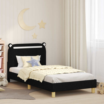 Struttura letto bambini con testata Nero 80 x 200 cm Tessuto