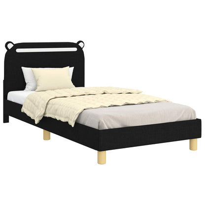 Struttura letto bambini con testata Nero 90 x 190 cm Tessuto