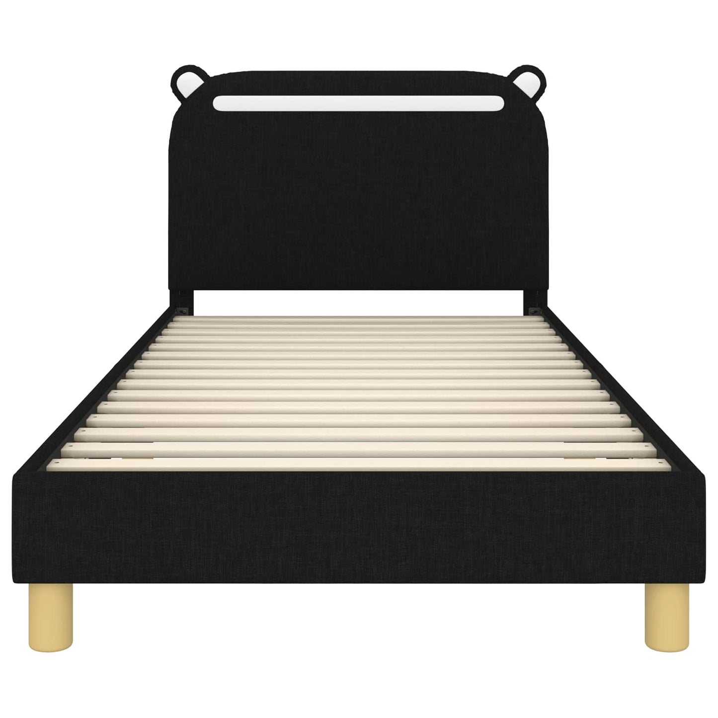 Struttura letto bambini con testata Nero 90 x 190 cm Tessuto