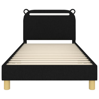 Struttura letto bambini con testata Nero 90 x 190 cm Tessuto