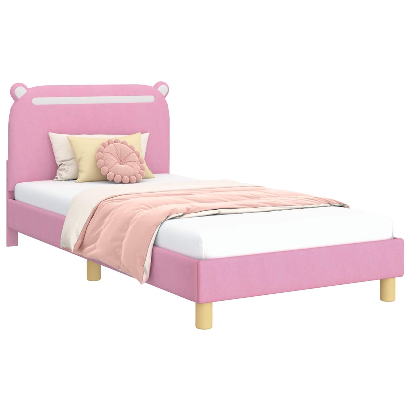 Struttura letto bambini con testata Rosa 90 x 190 cm Tessuto