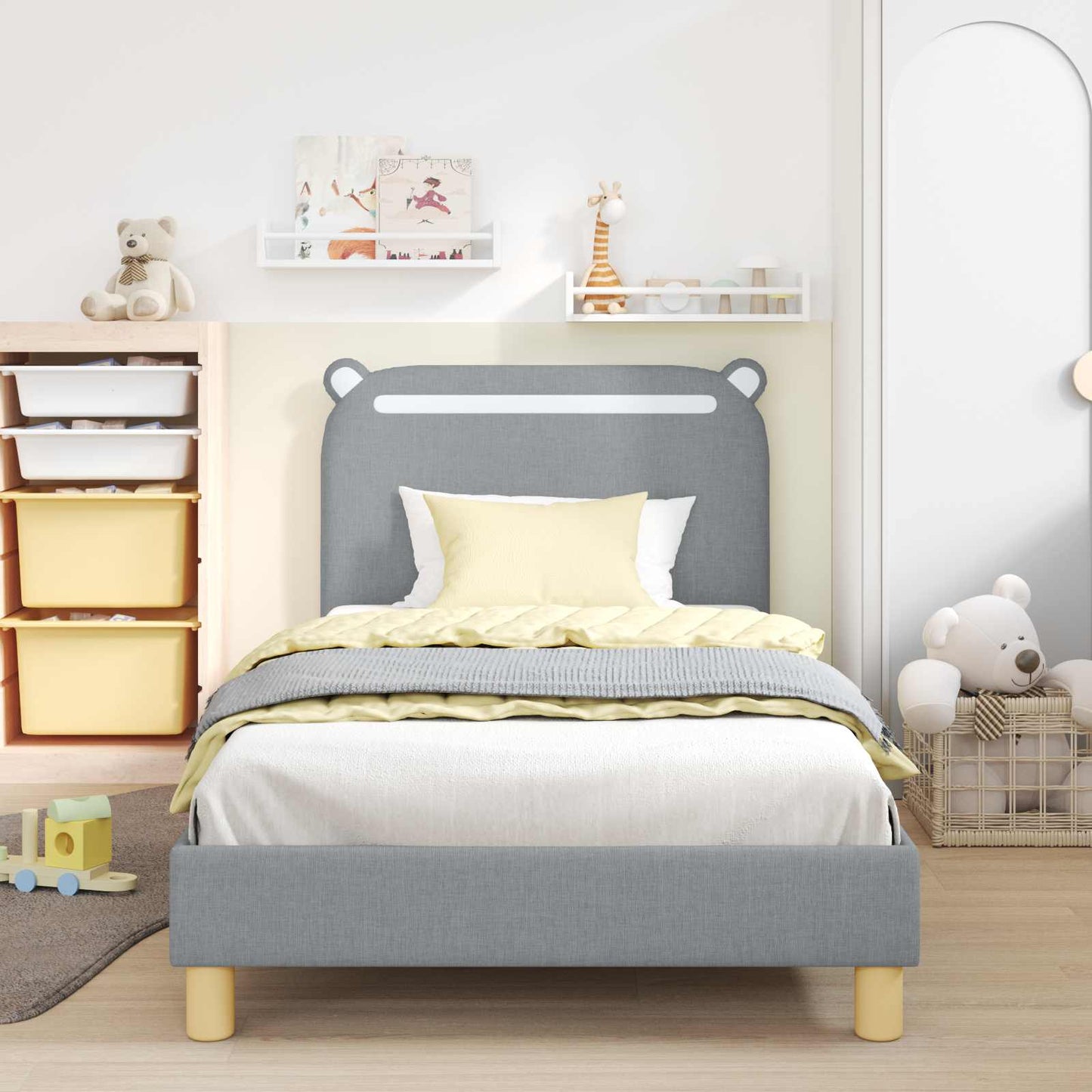 Struttura letto bambini con testata Grigio chiaro 90 x 200 cm
