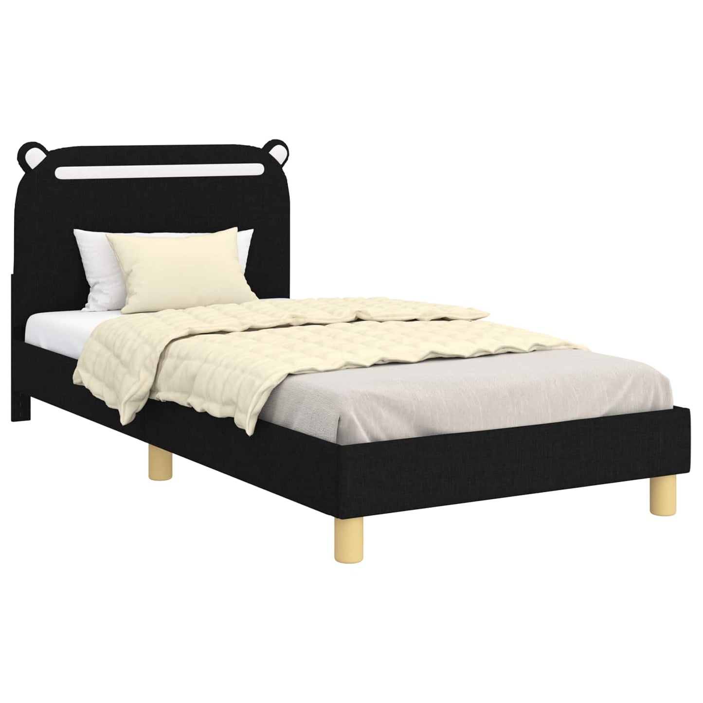 Struttura letto bambini con testata Nero 90 x 200 cm Tessuto