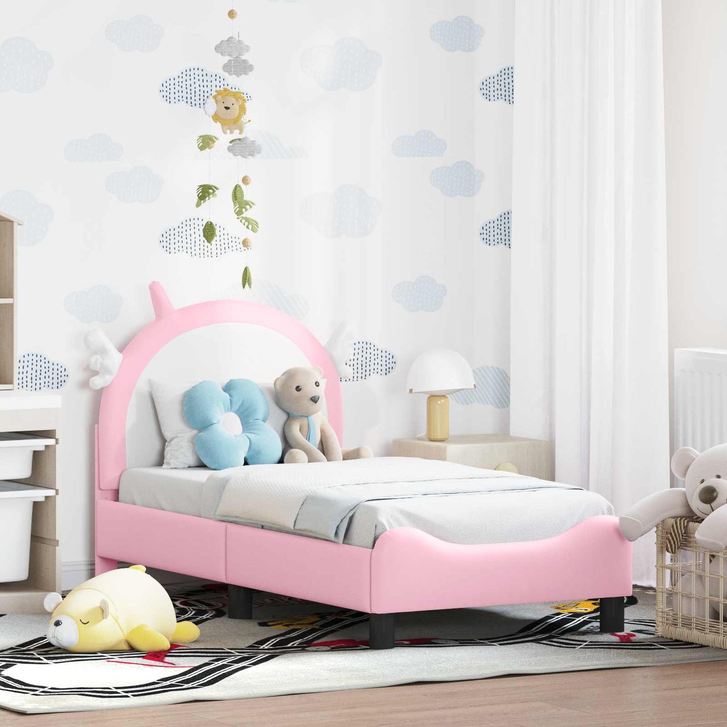 Struttura letto per bambini con testata Rosa 70 x 140 cm PU