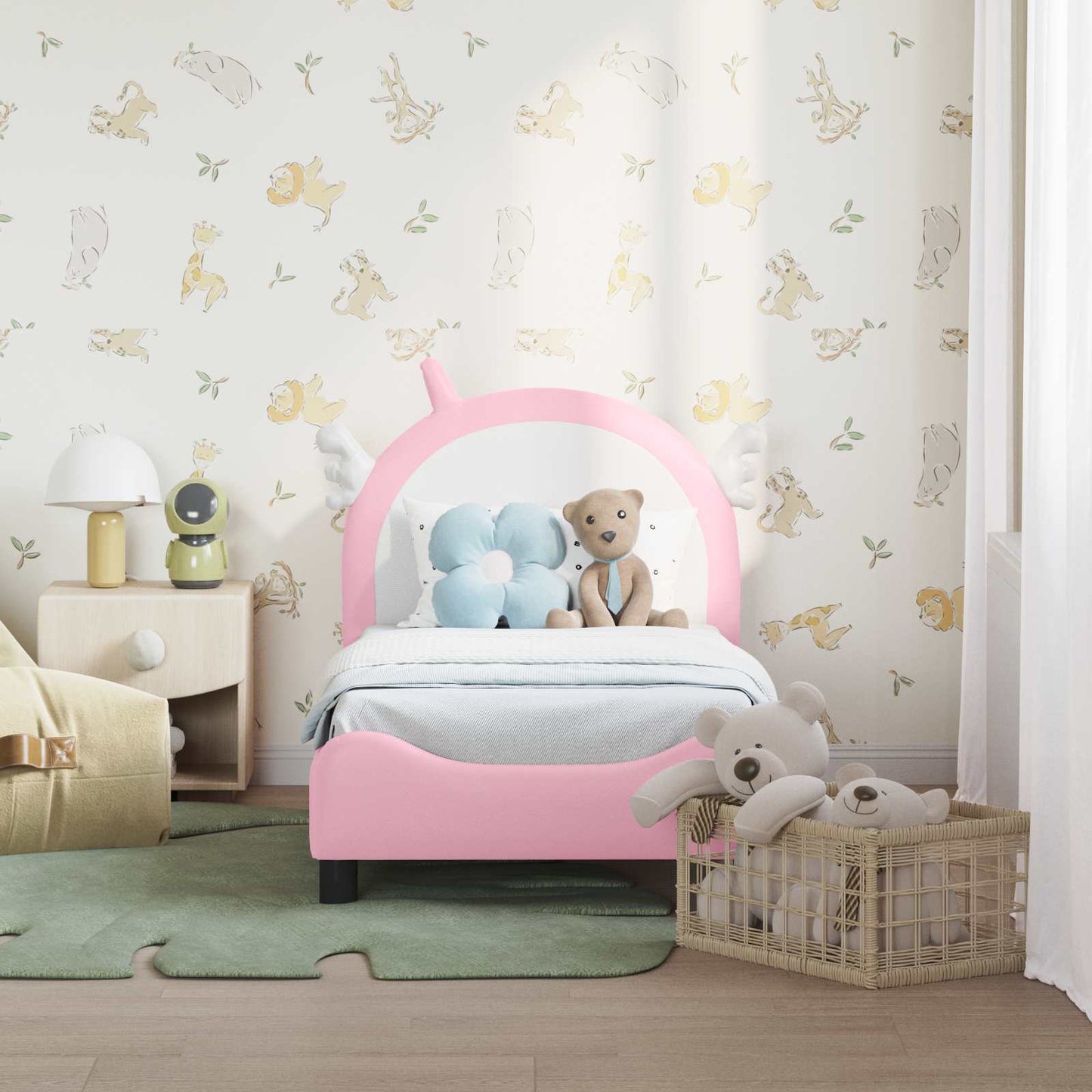 Struttura letto per bambini con testata Rosa 70 x 140 cm PU