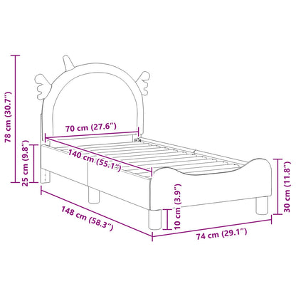 Struttura letto per bambini con testata Rosa 70 x 140 cm PU