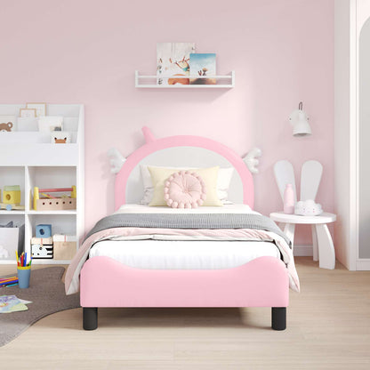 Struttura letto bambini con testata Rosa 80 x 160 cm PU