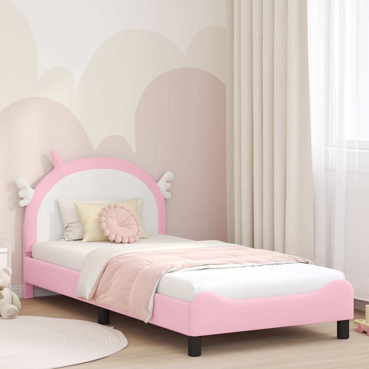 Struttura letto bambini con testata Rosa 90 x 200 cm PU