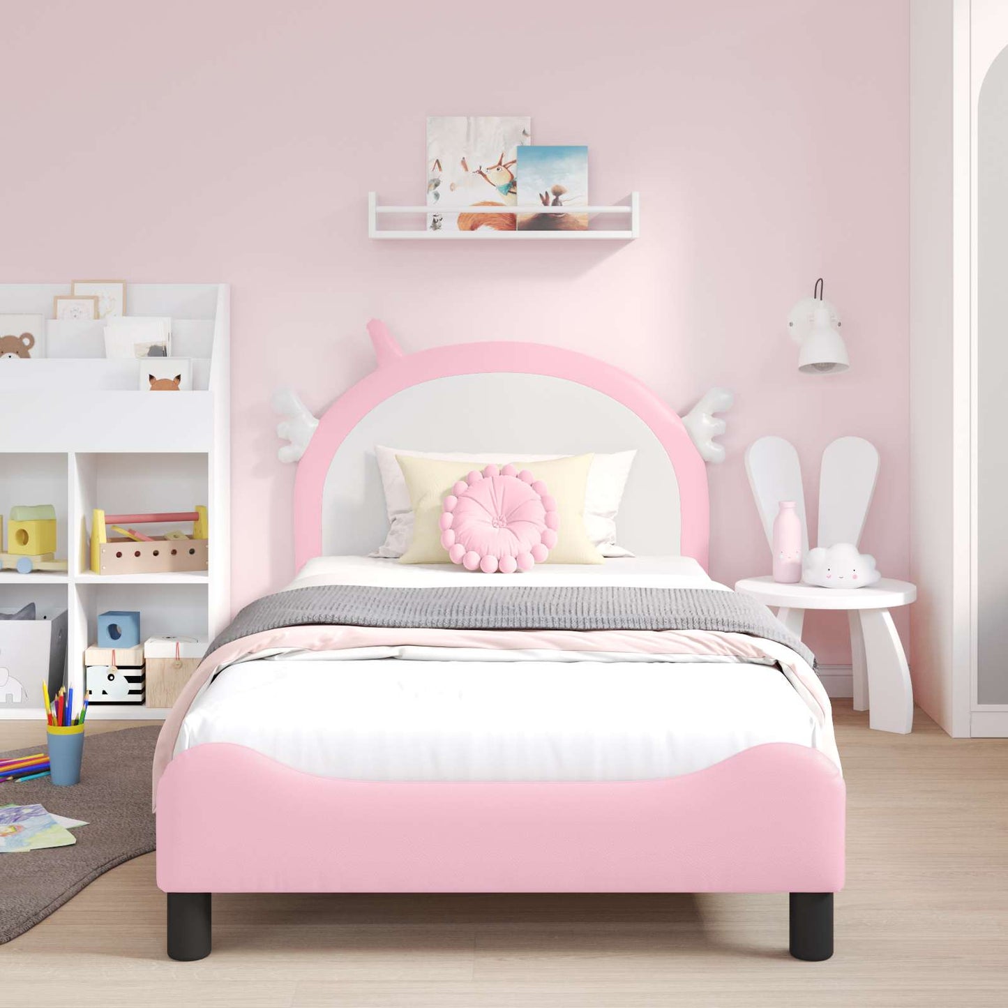 Struttura letto bambini con testata Rosa 90 x 200 cm PU
