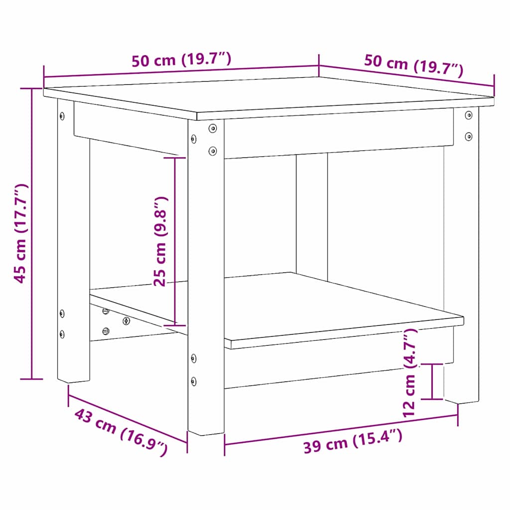 Tavolino da salotto Cera marrone 50 x 50 x 45 cm | homemem39