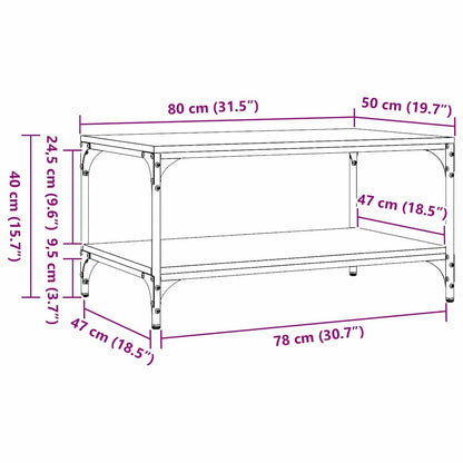 Tavolino da salotto Rovere Nero 82 x 50 x 40 cm