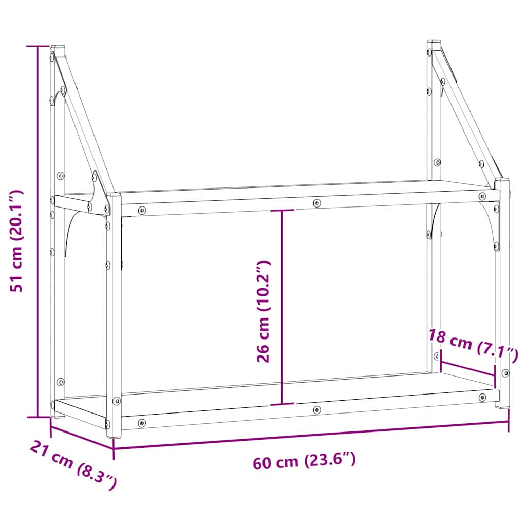 Scaffale da parete Legno vecchio 60 x 21 x 51 cm | homemem39
