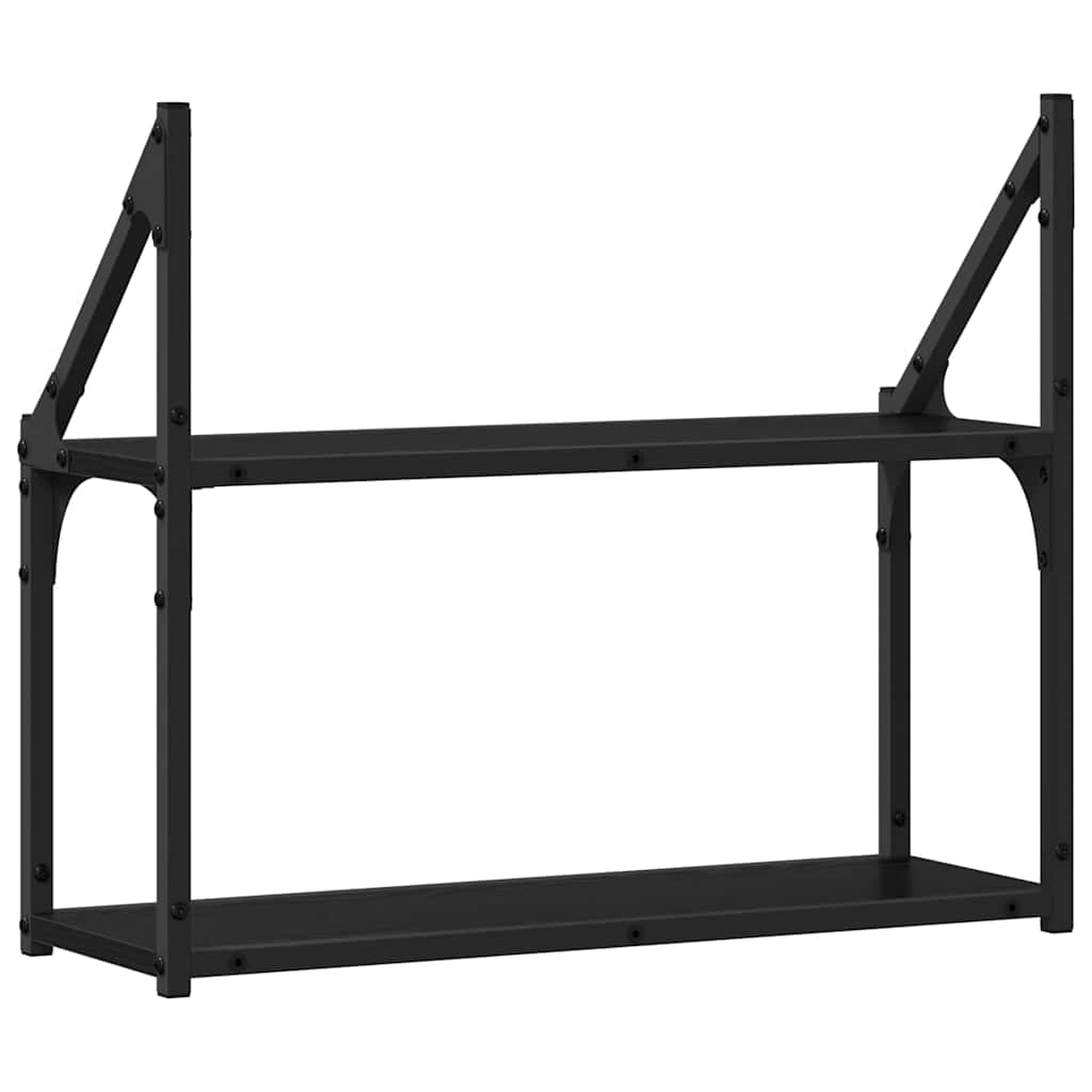 Scaffale da parete con lo scaffale Rovere nero 60 x 21 x 51 cm | homemem39