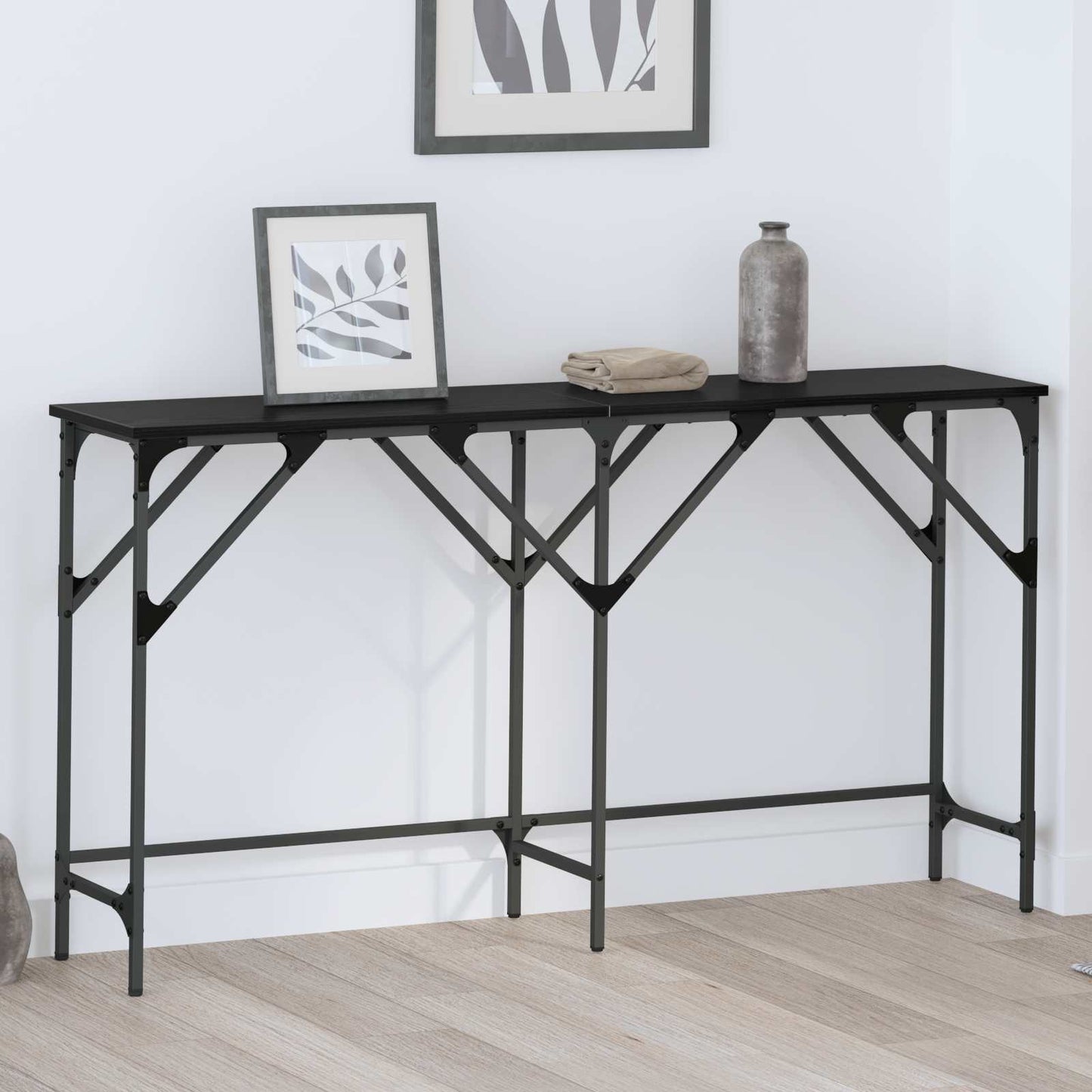 Tavolo consolle Rovere Nero 140 x 29 x 75 cm Legno multistrato | homemem39