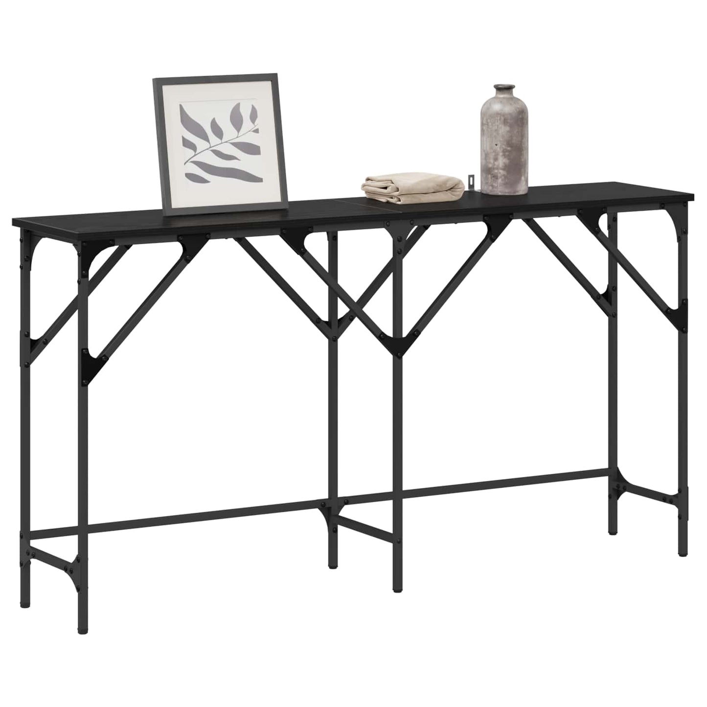 Tavolo consolle Rovere Nero 140 x 29 x 75 cm Legno multistrato | homemem39