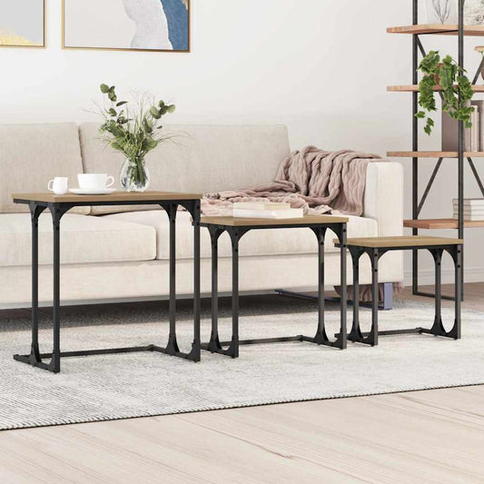 Tavolo da caffè nesting 3 pcs rovere artigianale | homemem39