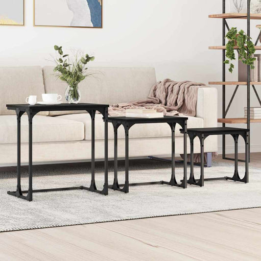 Tavolo da caffè nesting 3 pcs Rovere nero Legno multistrato | homemem39