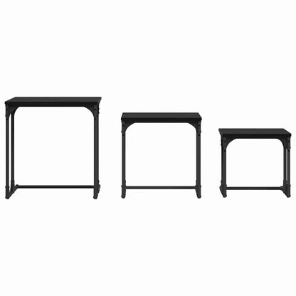 Tavolo da caffè nesting 3 pcs Rovere nero 50.5 x 35 x 53 cm