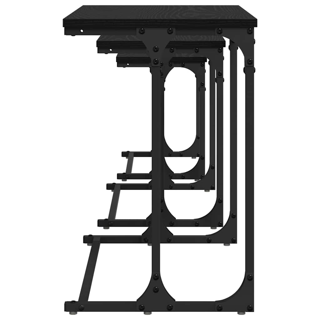 Tavolo da caffè nesting 3 pcs Rovere nero 50.5 x 35 x 53 cm
