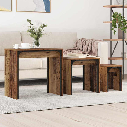 Tavolino da salotto 3 pcs Legno vecchio Legno multistrato | homemem39
