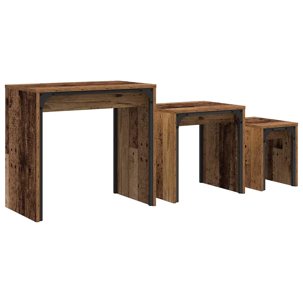 Tavolino da salotto 3 pcs Legno vecchio Legno multistrato | homemem39