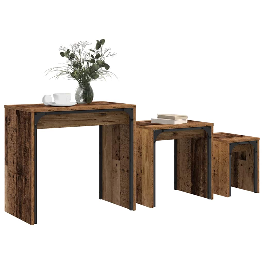 Tavolino da salotto 3 pcs Legno vecchio Legno multistrato | homemem39