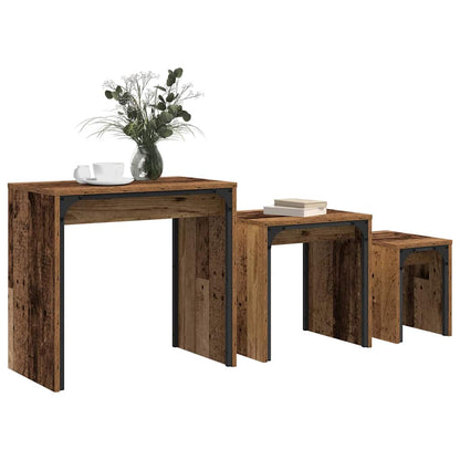 Tavolino da salotto 3 pcs Legno vecchio Legno multistrato | homemem39