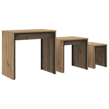 Tavolino da salotto 3 pcs Rovere artigianale Legno multistrato