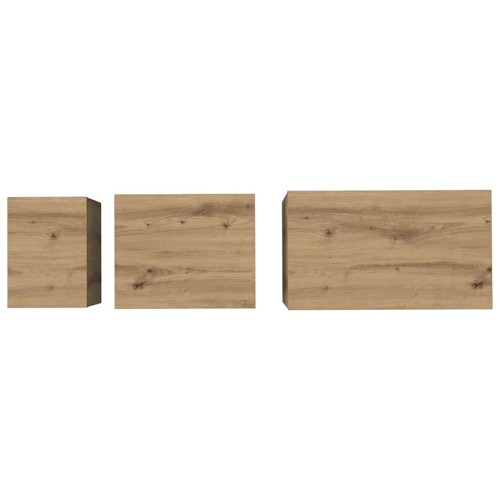 Tavolino da salotto 3 pcs Rovere artigianale Legno multistrato