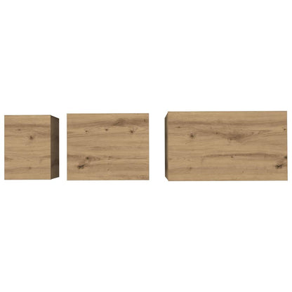 Tavolino da salotto 3 pcs Rovere artigianale Legno multistrato