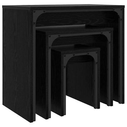 Tavolino da salotto 3 pcs Rovere Nero Legno multistrato