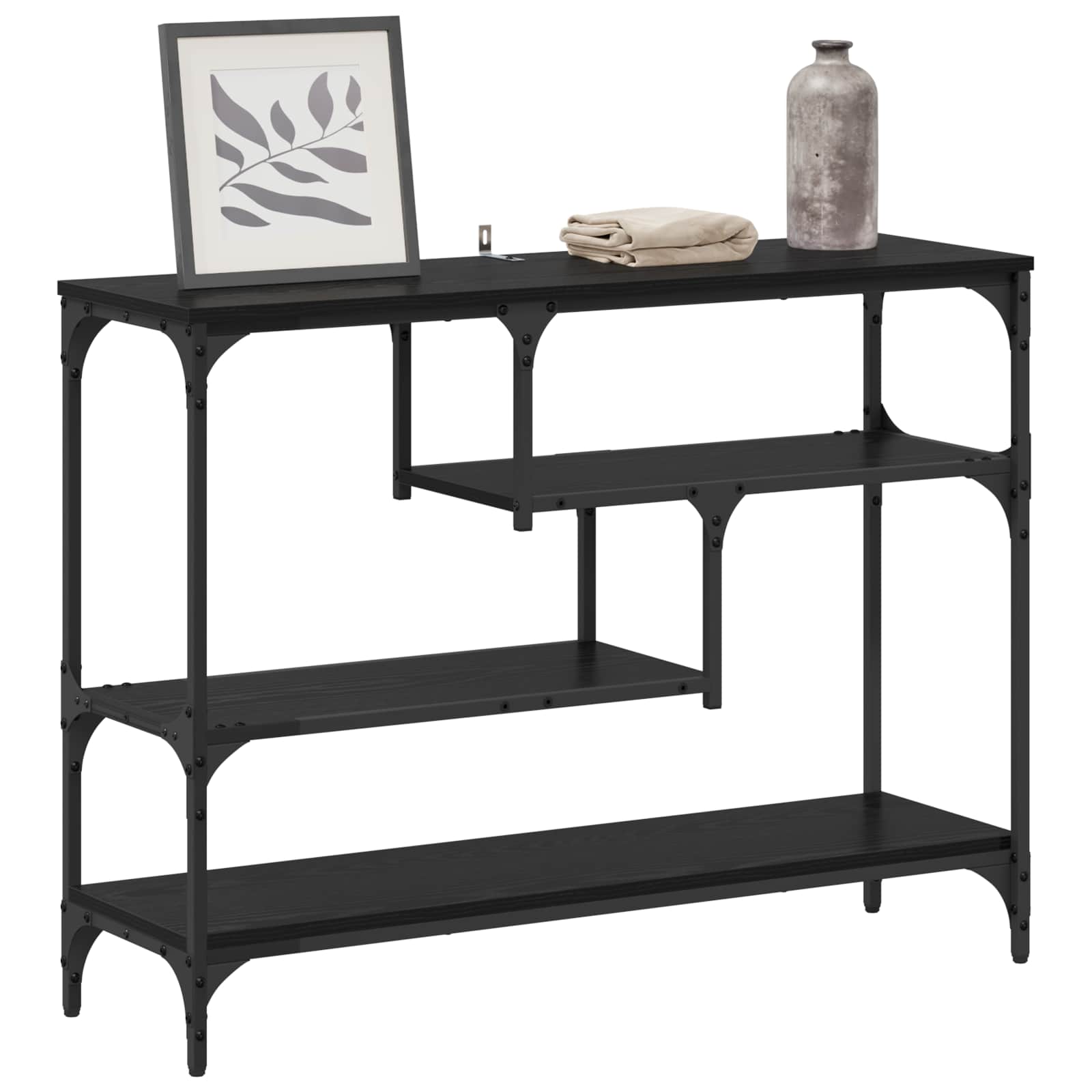 Tavolo consolle Rovere Nero 100 x 30 x 75 cm Legno multistrato | homemem39