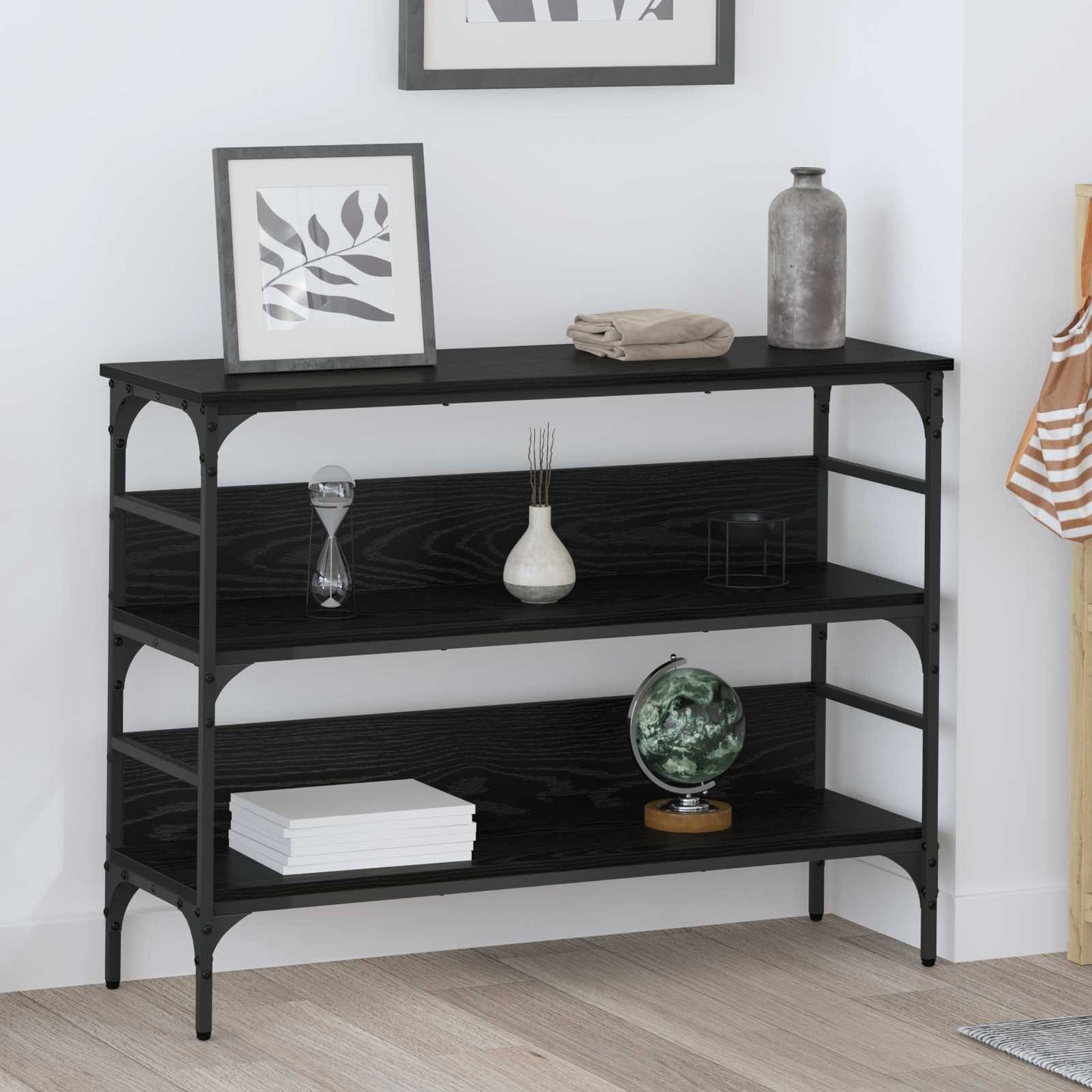 Tavolo consolle Rovere nero 100 x 32 x 75 cm Legno multistrato | homemem39
