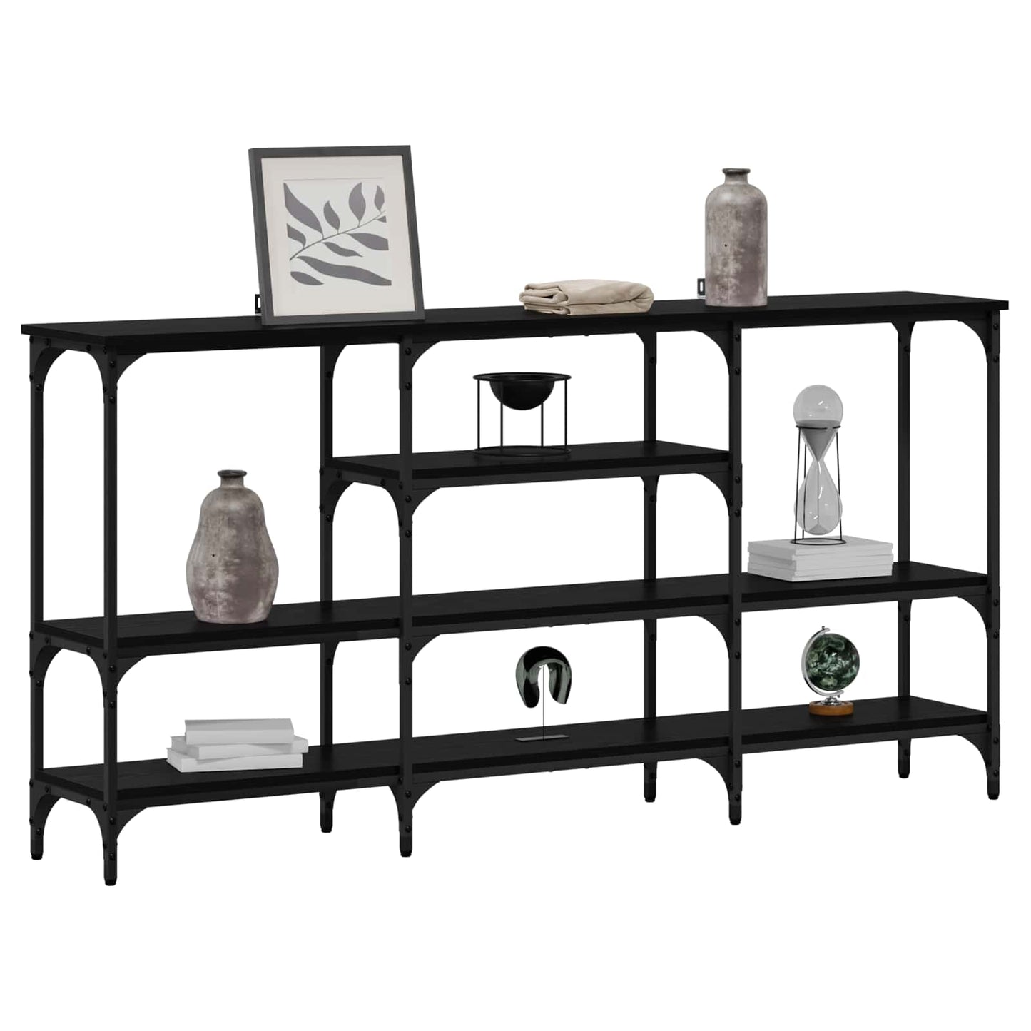 Tavolo consolle Rovere nero 160 x 29 x 80 cm Legno multistrato | homemem39